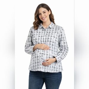 XS NWT Tulip "Logan" Alley Cat Print Button-up Maternity Top